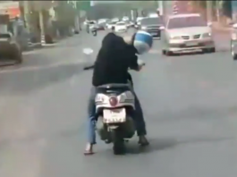 Clip vừa chạy xe vừa ngủ gục