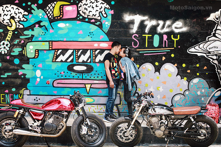 Bộ Ảnh Cưới Đậm Chất Biker Của Cặp Đôi Vẽ Airbrush Cho Xe - Motosaigon