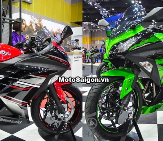 Kawasaki Ninja 300 2017 mới tem màu xanh và đỏ