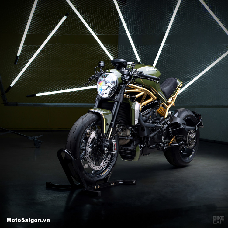 Ducati Monster 1200R mạ vàng 24K toàn bộ khung sườn