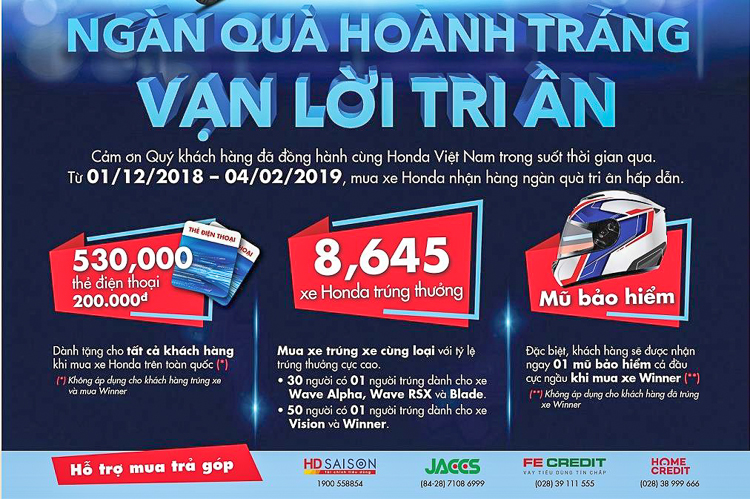 Chương trình tri ân khách hàng lớn nhất năm của Honda Việt Nam Chương trình tri ân khách hàng lớn nhất năm của Honda Việt Nam