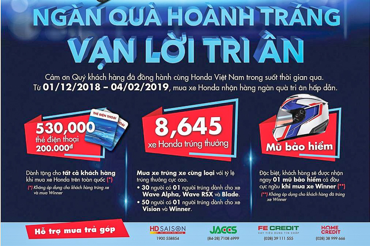Chương trình tri ân khách hàng lớn nhất năm của Honda Việt Nam