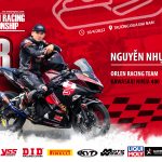 Tay đua Nguyễn Nhựt Linh số 58 của đội đua Orlen Racing Team tham gia giải đua xe mô tô phân khối lớn VRC 2022 với xe đua Kawasaki Ninja 400