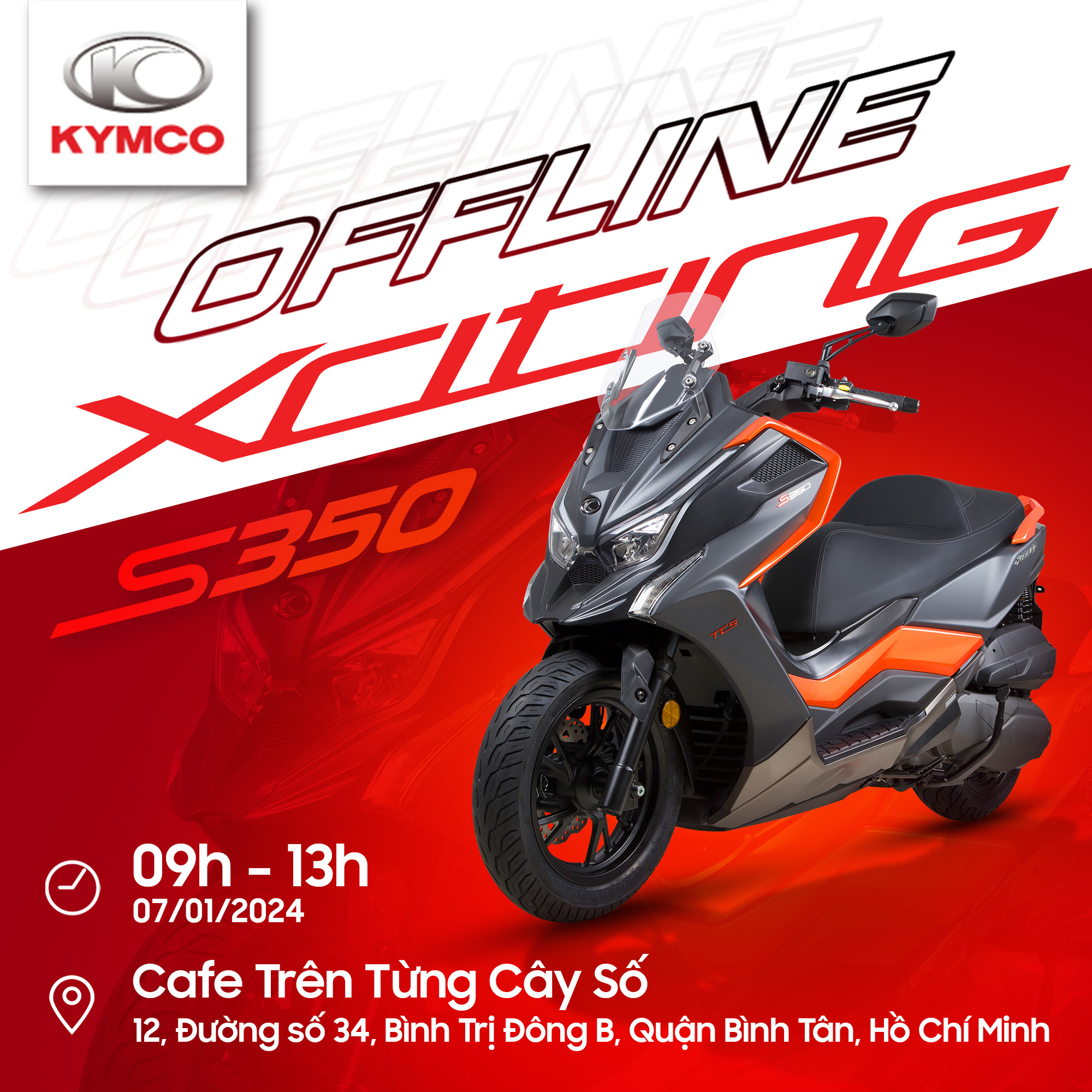 Cafe Offline Lái thử xe Xciting S350 đầu năm cùng Kymco Việt Nam