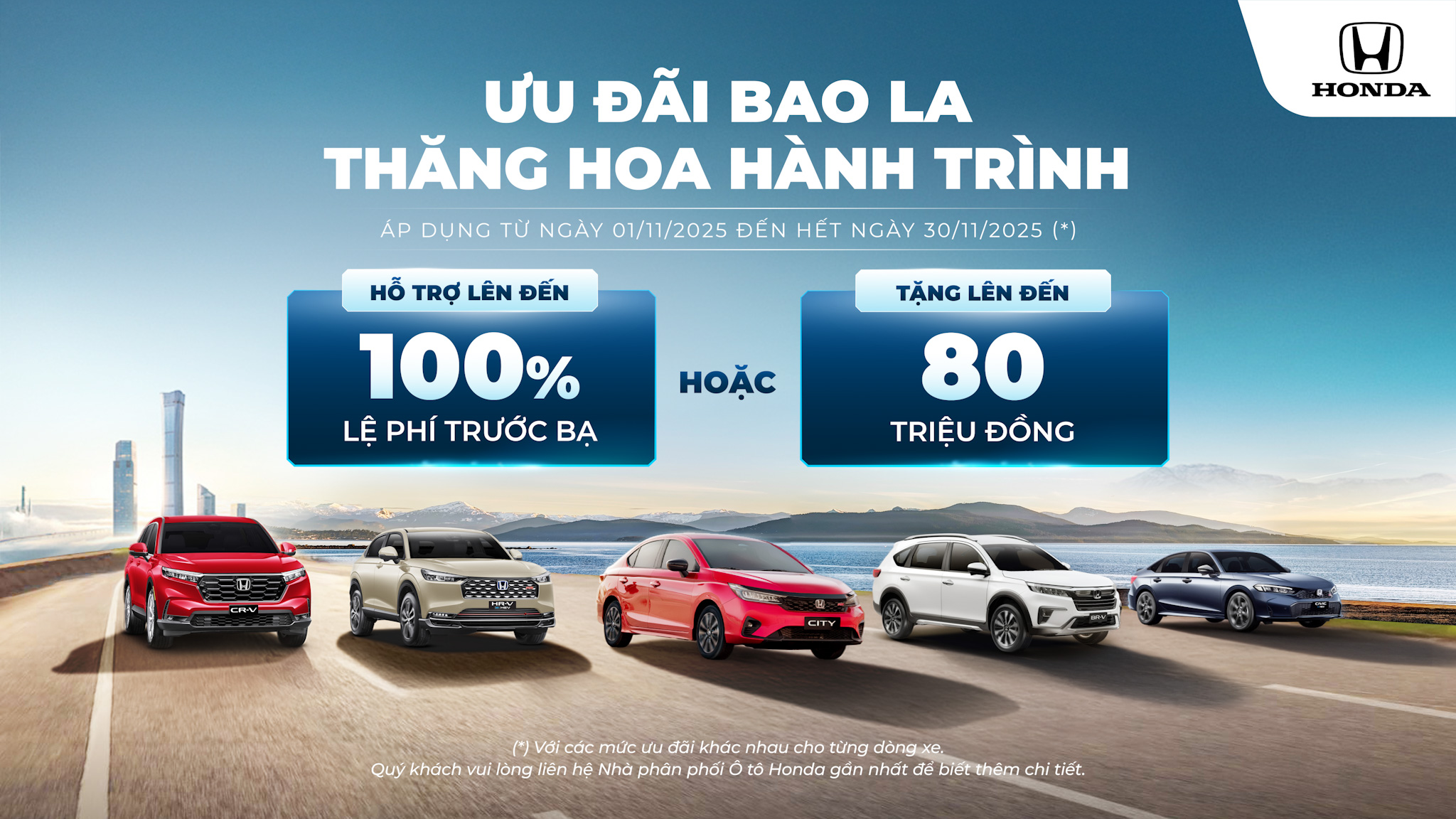 Honda Việt Nam tung ưu đãi hấp dẫn cho các dòng xe ô tô mới nhất