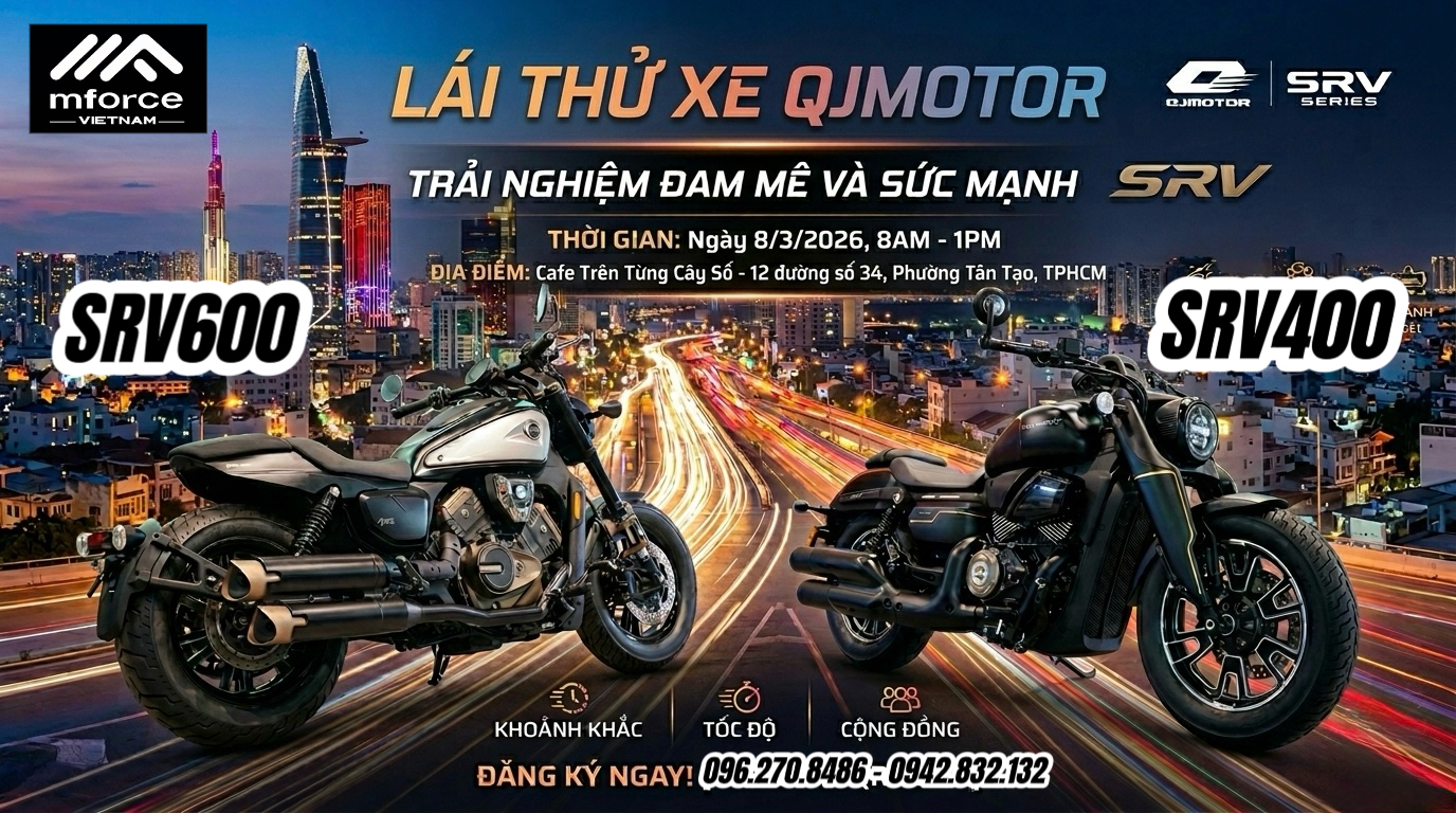 Cafe lái thử cặp đôi Cruiser QJMotor SRV400 - SRV600 hoàn toàn mới