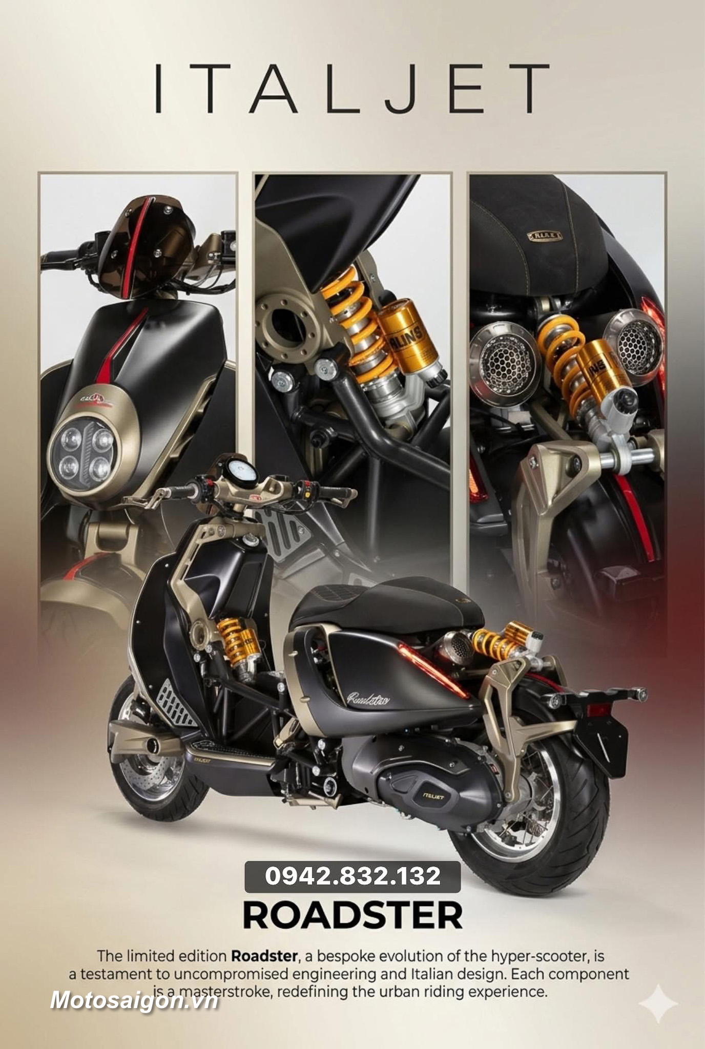Italjet Roadster 400 chỉ có 777 chiếc chi tiết giá xe bán tại Việt Nam
