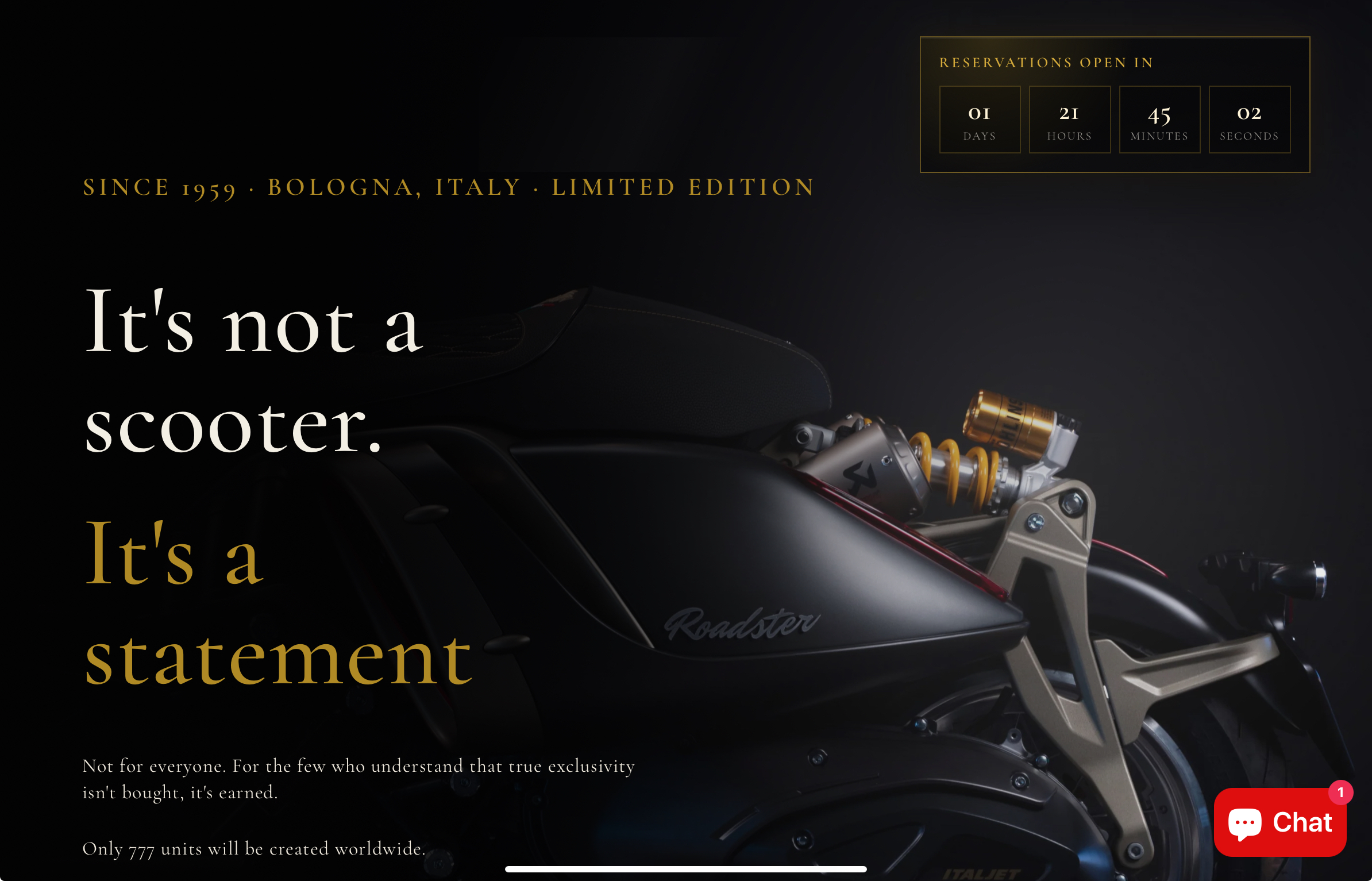 Roadster 400 đã được Italjet cho đặt hàng online giá bán hấp dẫn