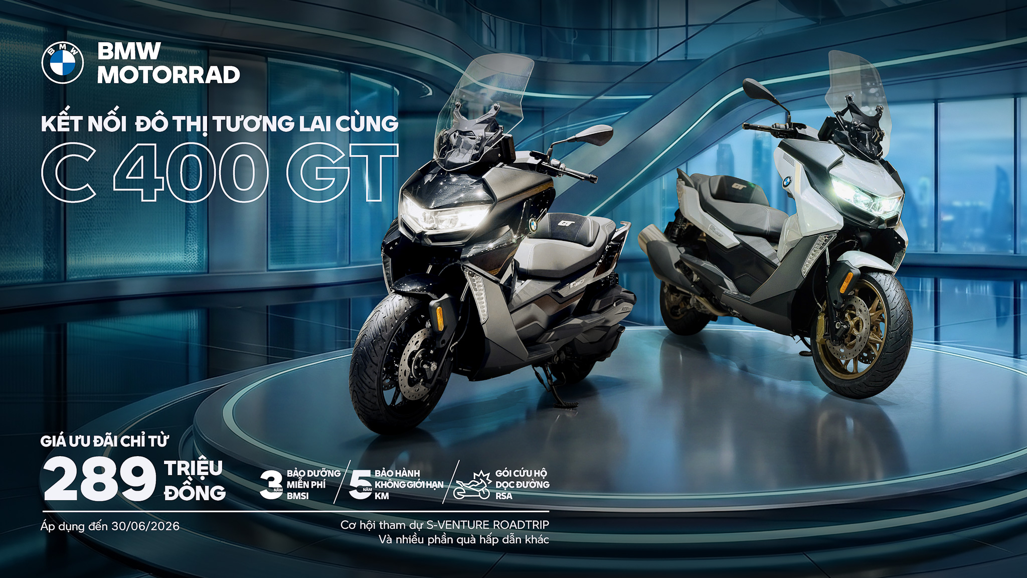 Ưu đãi tháng 6 - Sở hữu BMW C 400 GT chỉ từ 289 triệu, cùng gói bảo hành lên đến 5 năm