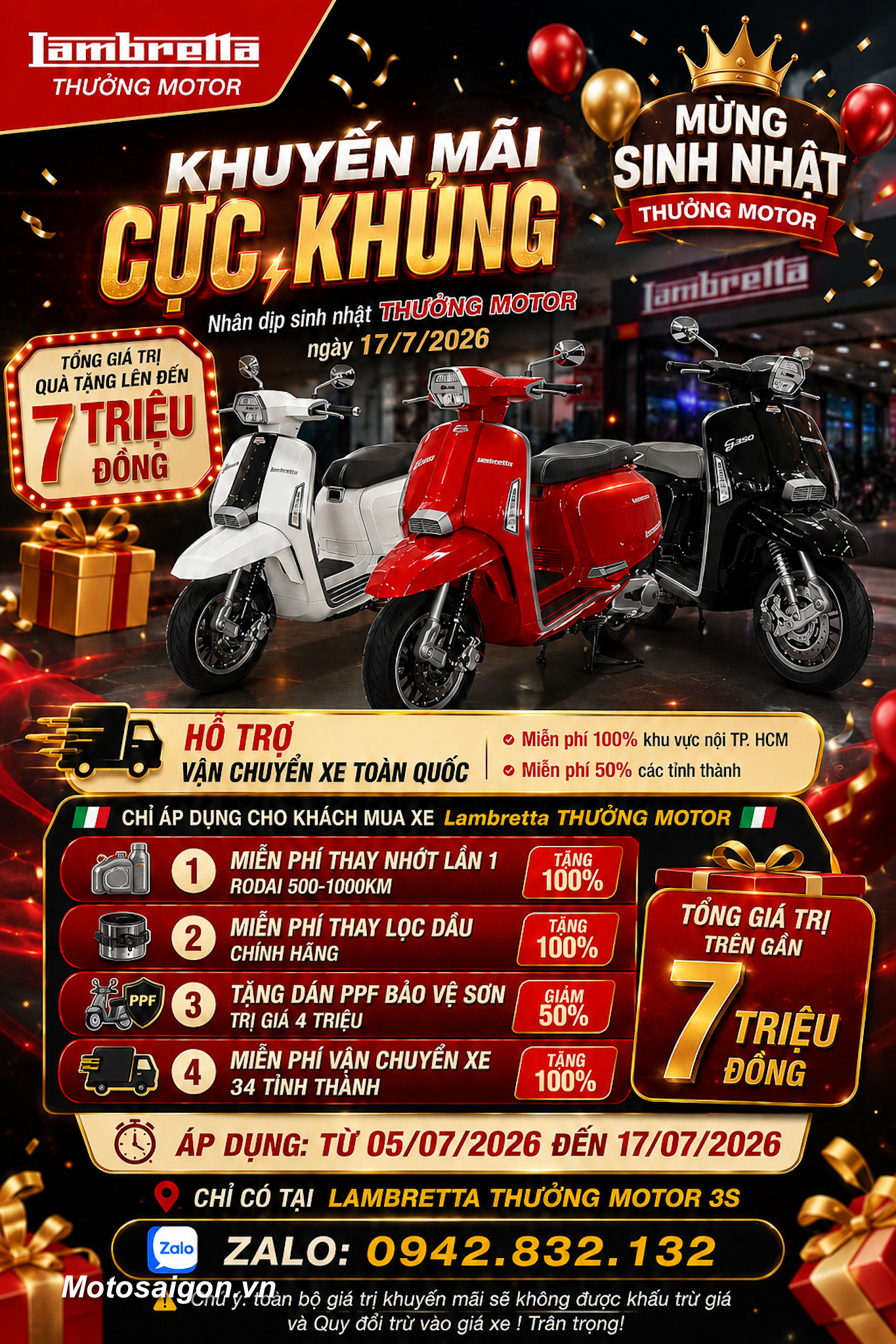 Giá bán xe Lambretta G350, X125, X300, X300 GT 2026 mới nhất.
